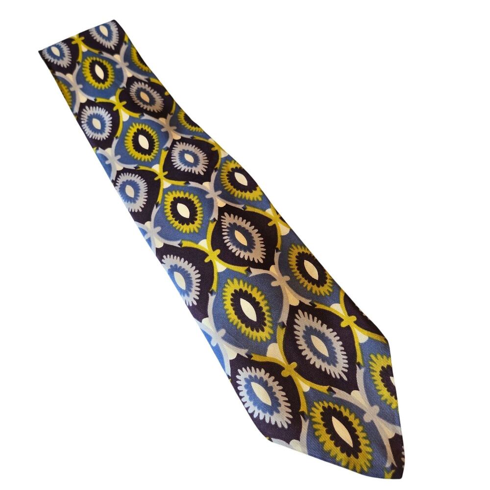 Vintage LA BELLA COLLECTION Navy Blue Yellow Tie